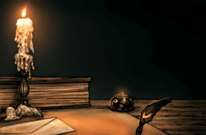 Desk used for inspiration by author Krymzen Hall, writer